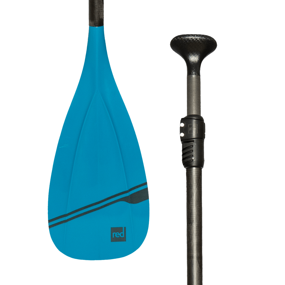 Compact 5-Piece Collapsible Carbon Hybrid SUP Paddle – Red