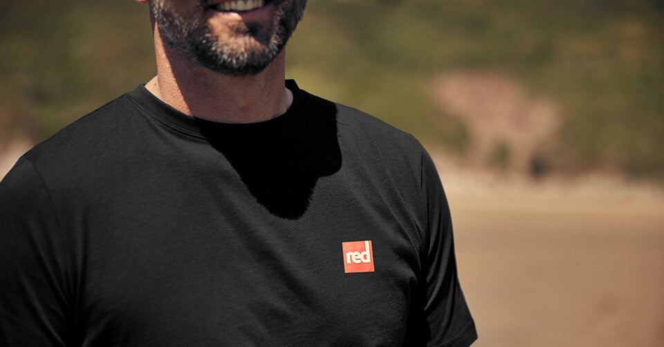 Close up shot of the Red Original Lifestyle T-shirt in black