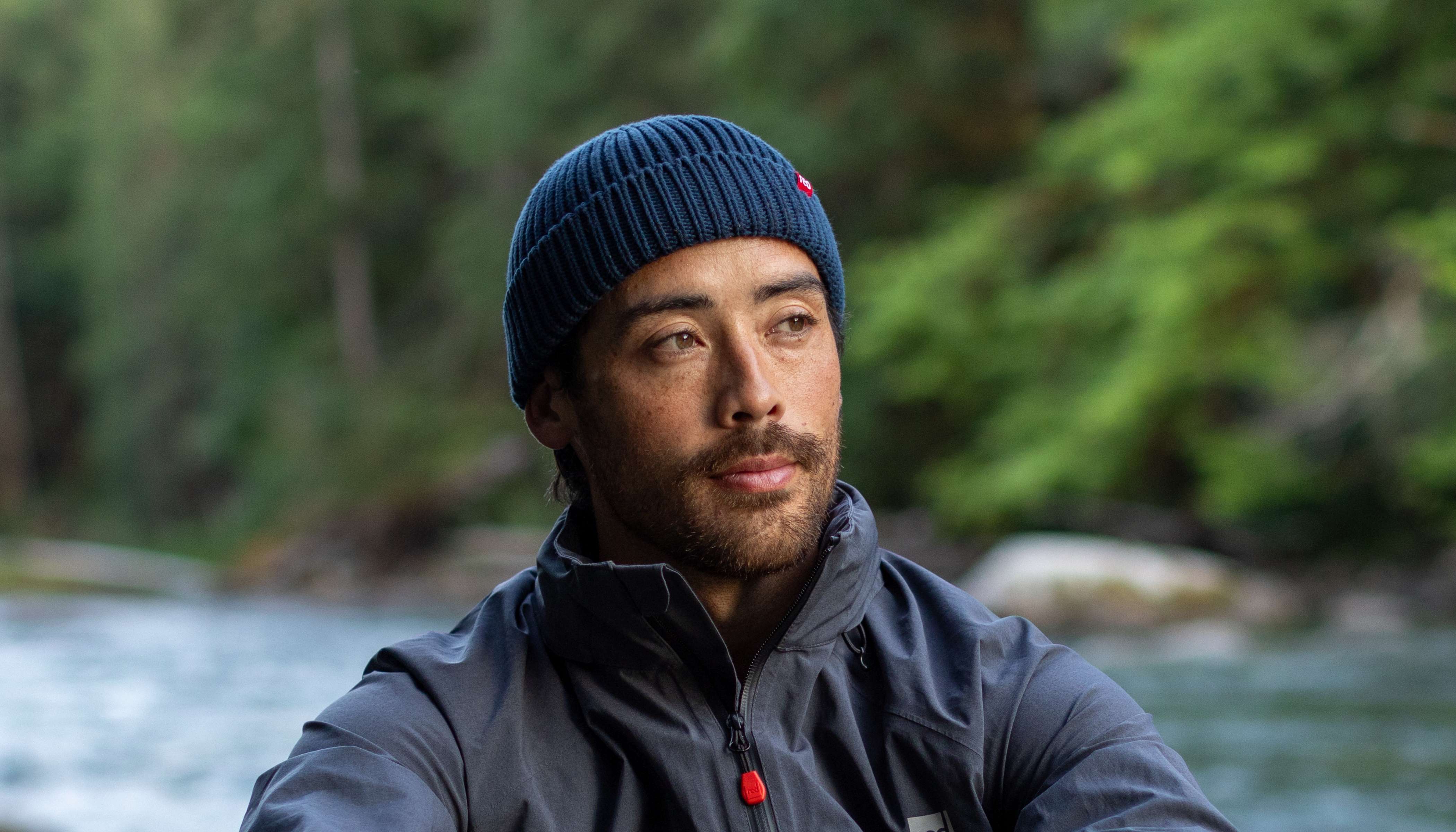 Rocco Knit Beanie Hat with Finn Raccoon in Navy for Men Rocco Knit Beanie Hat with Finn Raccoon in Navy for Men