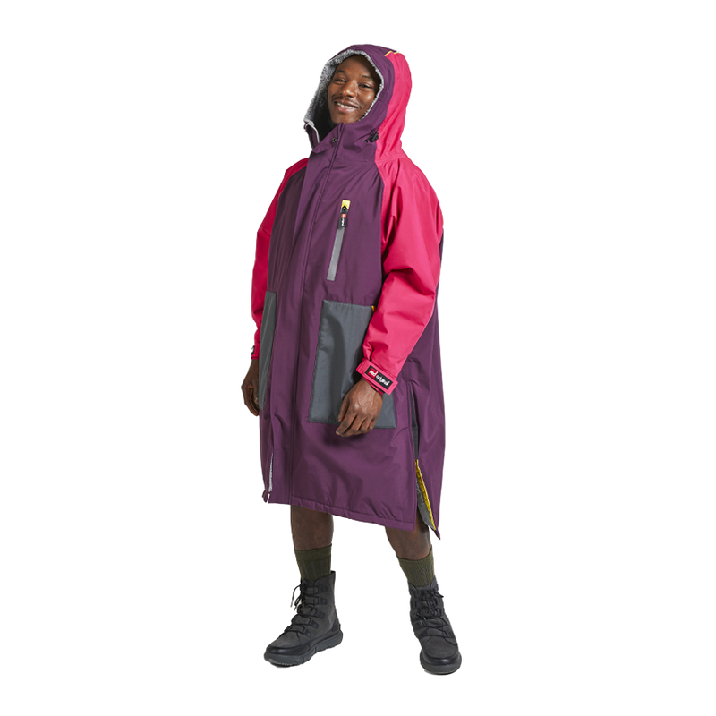 Men's Long Sleeve Recovered Pro Change Robe EVO - Mulberry Wine / Fuchsia Pink