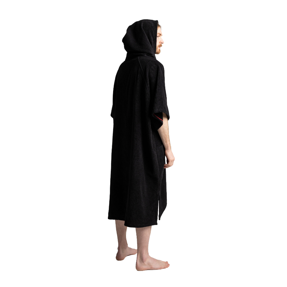 Men's Towelling Poncho Changing Robe - Stealth Black