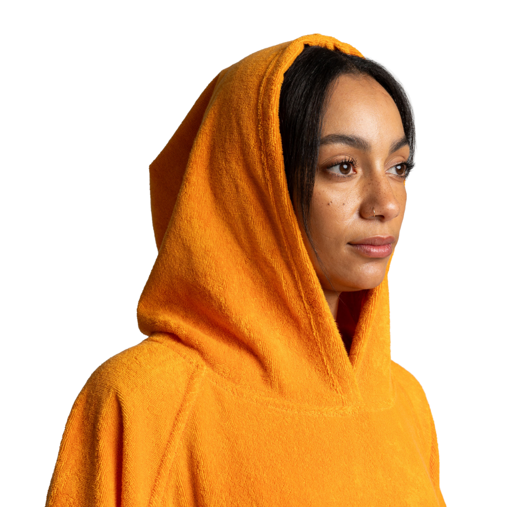 Women's Towelling Poncho Changing Robe - Bitter Orange